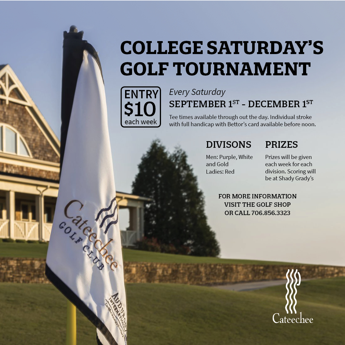 College Saturdays Golf Tournament flyer