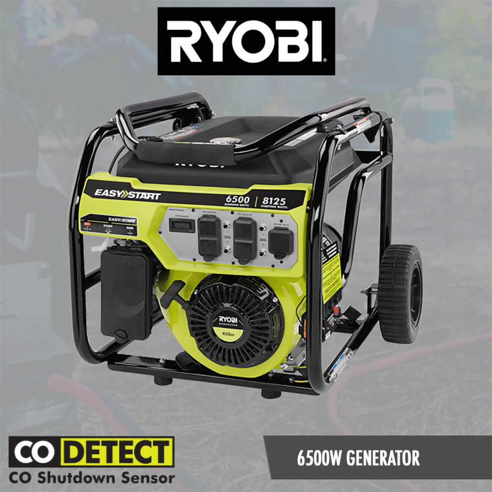 Rotating view of multiple Ryobi generators, as an example of rich content for Home Depot's website