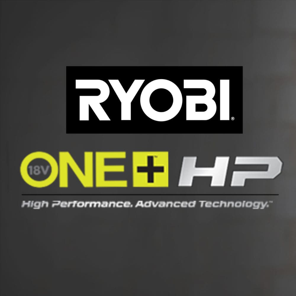 Ryobi one plus HP logo and tagline, "High Performance. Advanced Technology.", as an example of rich content for Home Depot's website