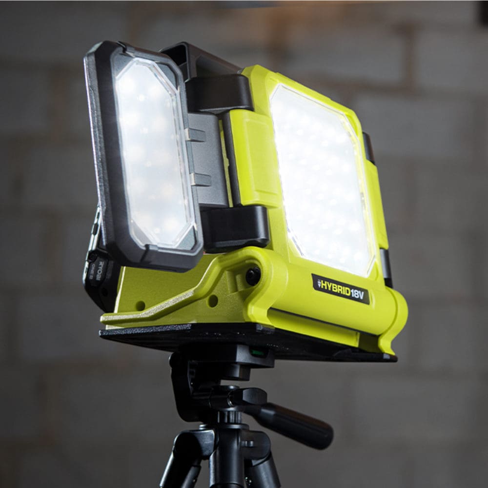 Photo of the Ryobi panel light shown closeup, as an example of rich content for Home Depot's website